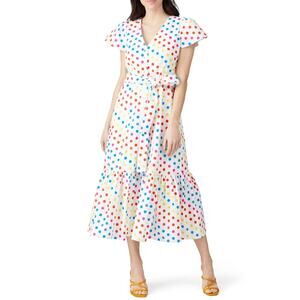 Color Me Courtney Dipping Dot Minnie Dress Polka Dot White Multi Womens Size 2